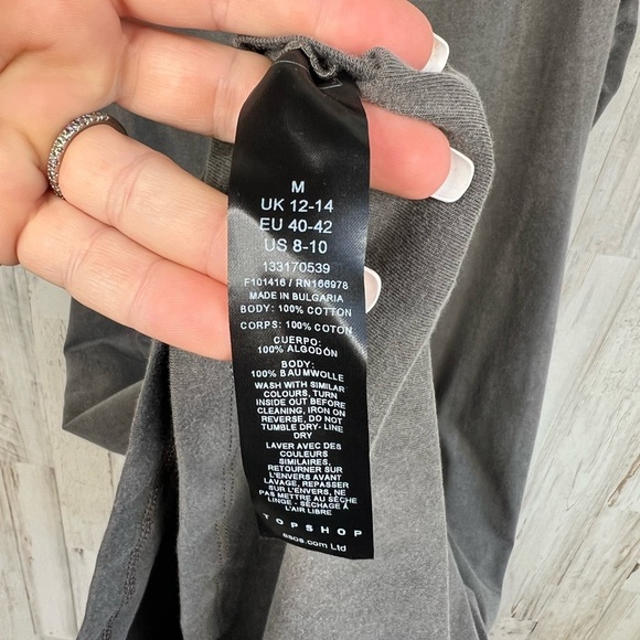 Topshop Women's Sleeveless Gray Side Cut Out T Shirt Dress Size M 8-10 - Picture 10 of 11